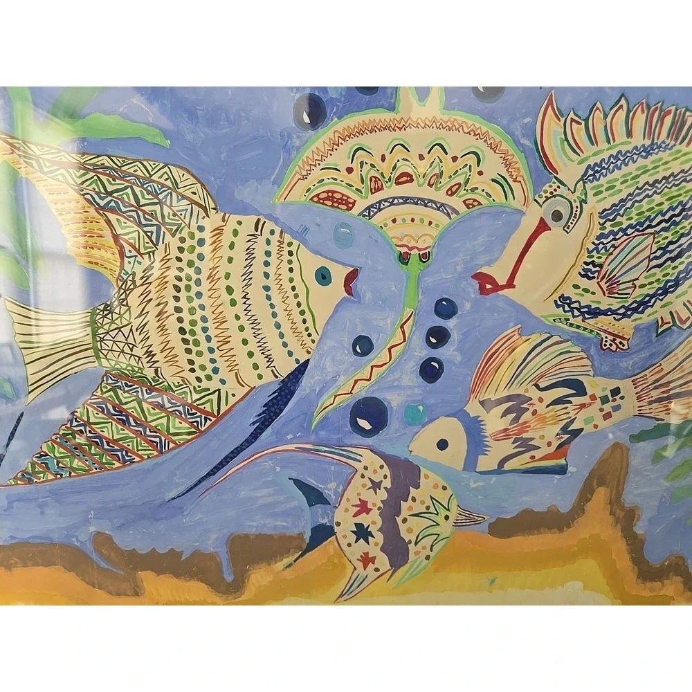 Original watercolor painting Underwater scene undersea marine life fish artwork